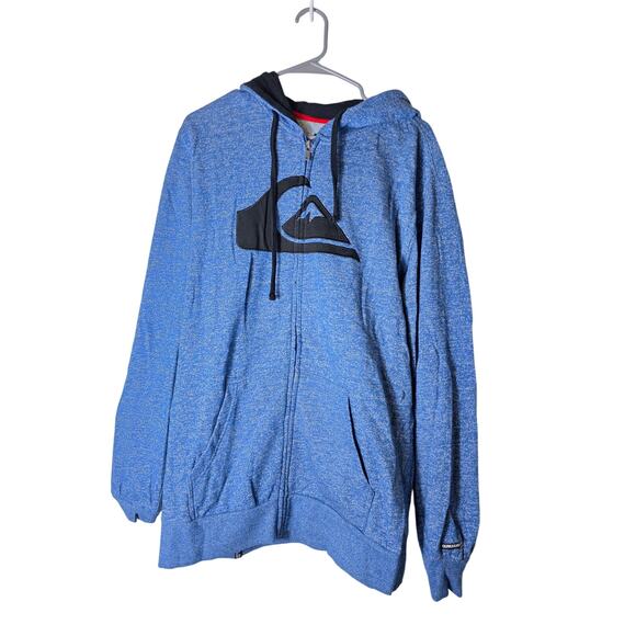 Quiksilver Other - QUIKSILVER Blue White Loose Baggy Full Zip Sporty Active Hoodie SZ XL